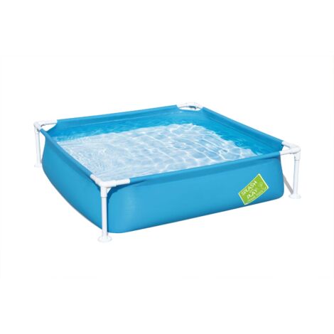 Bestway – Piscine enfant carrée 122x122 cm – Hauteur 30,5 cm – Cadre en métal anticorrosion – Parois en PVC triple couche – Capacité 365 litres