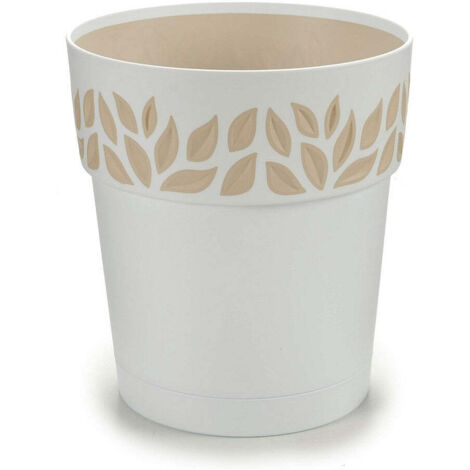 STEFANPLAST POT DE FLEURS CLOE - 20 X H19 CM - BLANC ET TAUPE TRAVERTIN 94050