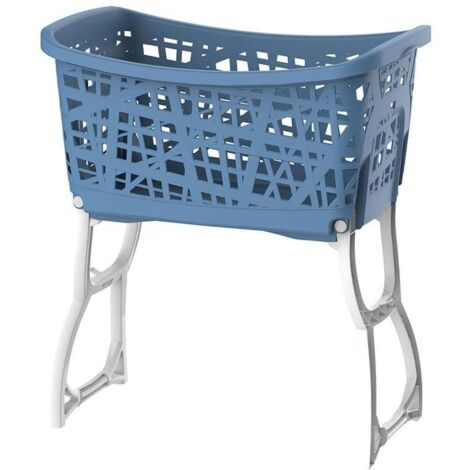 Panier à linge 44 L en plastique – Pieds verticaux inclinables pour soulager le dos – Dimensions 60.5x39.5x43 cm – Multicolore – Bama