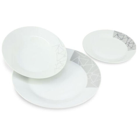 Service de vaisselle en porcelaine grise, lot de 18 pièces Xtra
