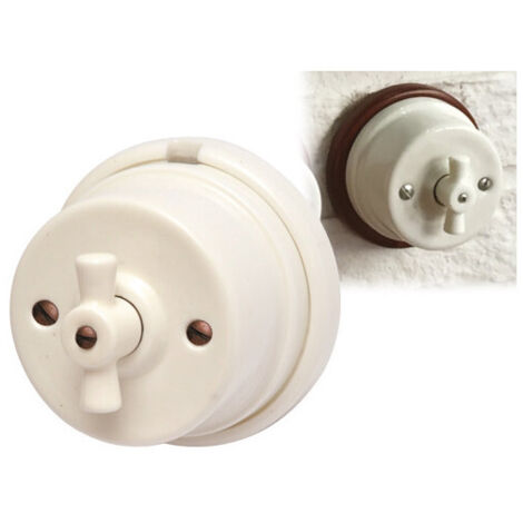 Interrupteur en porcelaine commande rainure Ø 80 mm pour installations classiques