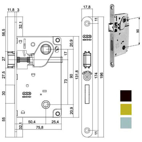 Serrure intérieure en bois, centre E50, salle de bain Ot 1006 Agb