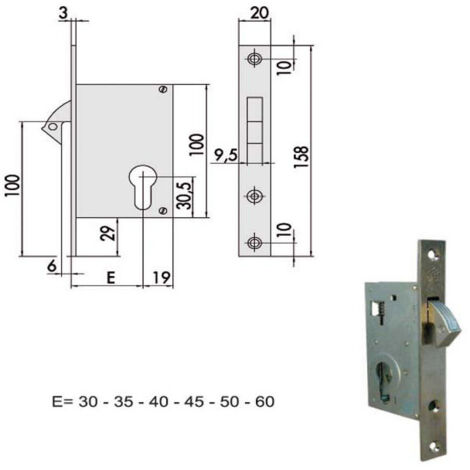 Serrure d'insertion pour montants All 45110-35-0 Cisa