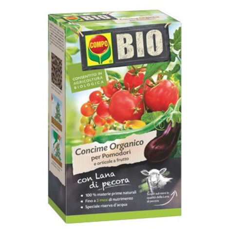 Engrais organique pour tomates – 750g – Nutrition prolongée avec laine de mouton – COMPO BIO – Idéal pour les jardins domestiques