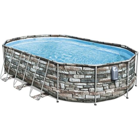 Bestway – Piscine tubulaire hors-sol ovale 610x366x122 cm – Tritech™ 3 couches – Capacité 20 241 L – Filtration 9 463 L/h – Échelle de sécurité incluse (1/5)