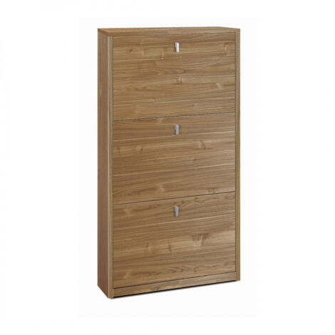 Étagère à chaussures 3 portes, 63 cm (L) x 18 cm (P) x 117 cm (H), finition noyer, Sarmog (1/5)