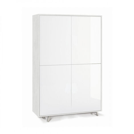 Armoire 4 portes 108L x 41P x H161 – Finition blanc mat et blanc brillant – Sarmog (1/5)