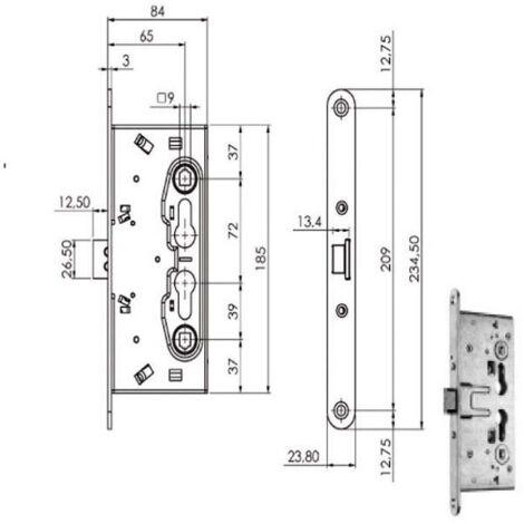 Serrure Inf. coupe-feu Q9 214110 Iseo