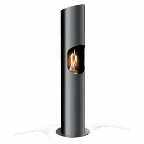 Cheminée bioéthanol Portofino gris métallique – Puissance 2 kW – Brûleur amovible 2,2L – Combustion propre et inodore – Tecno Air System
