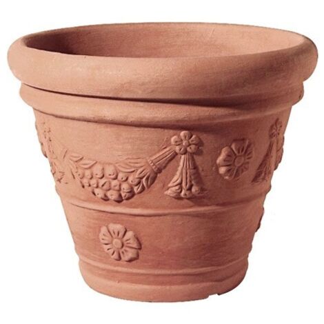 Pot de fleurs en résine terracotta H34 cm – Diamètre 48 cm – Finition Impruneta – Résistant aux intempéries – Vasar (1/4)