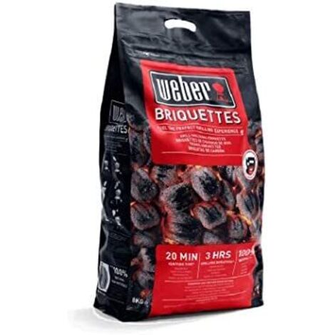 Weber – Sac de briquettes de charbon de bois dur 8kg – Combustion prolongée et chaleur optimale – 17591
