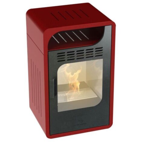 Poêle bioéthanol Fiammetta Statica Junior 250 – 2500W pour 25m² – Acier inoxydable certifié – Design moderne bordeaux – Rovelli - 25sqm