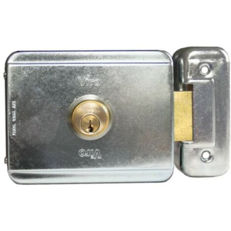 Serrure électrique à appliquer V 12 – Tension 12V – Barre de verrouillage inox – Entrée réglable 50/60/70/80 mm – Pour portails automatisés – Viro