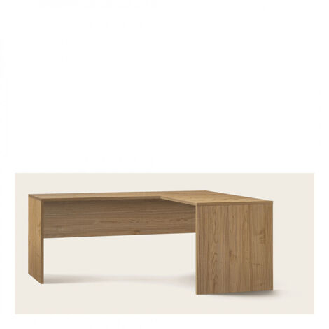 Bureau d'angle droit 180 cm x 169 cm x 76 cm – Panneaux de particules plaqués 25 mm – Finition noyer – Montage facile – Sarmog