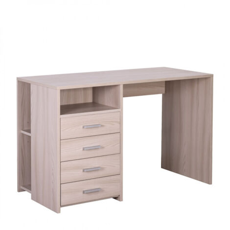 Bureau à 4 tiroirs, 120 cm (L) x 55 cm (P) x 76 cm (H), finition orme clair, Sarmog (1/5)