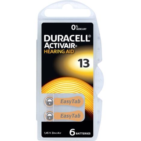 Duracell Pile pour appareil auditif ZA 13 1.45 V 6 pc(s) 290 mAh zinc-air Activair 13 Y201532 (1/2)