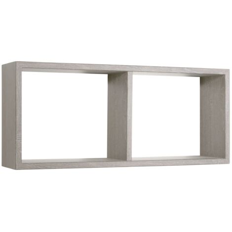 Lot de deux étagères murales rectangulaire moderne cube Morgane - Shabby Gris (1/5)