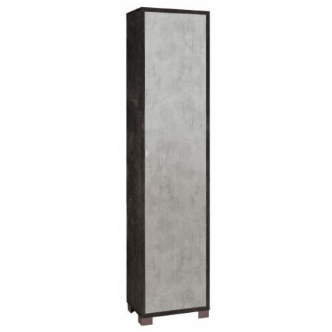 Armoire colonne 1 porte, 43 cm (L) x 29 cm (P) x 190 cm (H), finition noir mat et ciment, Sarmog (1/5)