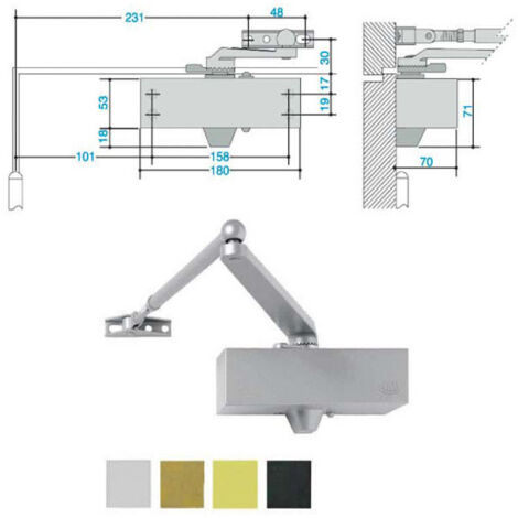 Fermeture de porte aérodynamique 500 Argent Me0502 Mab
