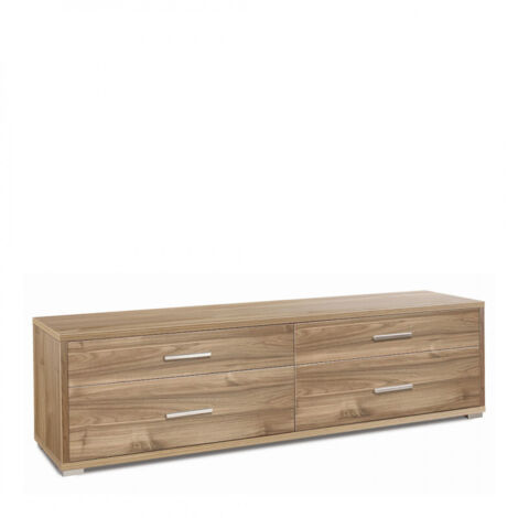 Meuble à 4 tiroirs 179L x 47P x H50 – Finition noyer – Sarmog (1/2)