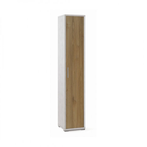 Armoire colonne 1 porte 39L x 41P x h199 – Finition blanc mat et finition noyer – Sarmog (1/2)