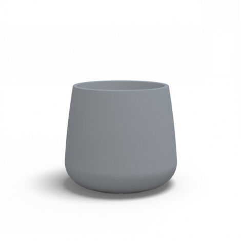 Vase design moderne Ø53 H55 en polymère gris résistant pour intérieur et extérieur - Fabriqué en Italie - Monacis