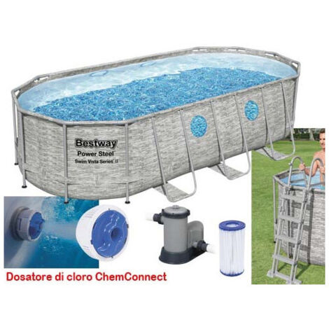 Bestway – Piscine hors sol ovale 5.49 x 2.74 x h.1.22 m – Matériau Tritech anti-perforation – Épurateur 5 678 L/h – Capacité 13 430 L (1/10)