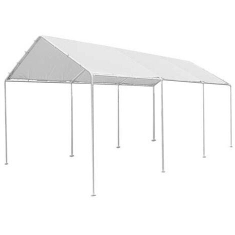 Carport d'extérieur avec toit pour voiture, box de stationnement blanc 3x6 m (1/4)