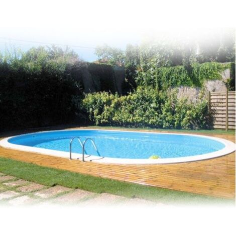 GRE – Piscine enterrée ovale en acier 800 x 400 x 150 cm – Capacité 38 840 L – Filtre à sable inclus – Échelle de sécurité et tapis de fond (1/5)