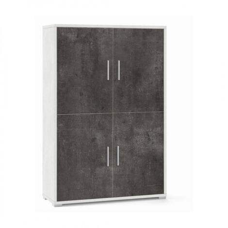 Armoire 4 portes 108L x 41P x H161 – Finition blanc mat et noir mat – Sarmog (1/5)