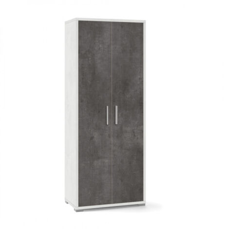 Armoire 2 portes 71L x 41P x H182 – Finition blanc mat et noir mat – Sarmog