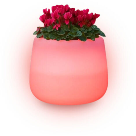 Vase lumineux design moderne Ø53 H55 en polymère résistant avec LED rouge pour intérieur et extérieur - Fabriqué en Italie - Monacis (1/4)
