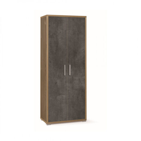 Meuble 2 portes 71L x 41P x H182 – Finition bois noyer et noir mat – Sarmog