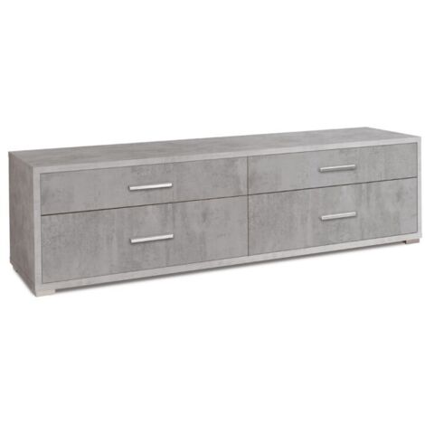 Meuble TV bas en bois avec quatre tiroirs Beton Cemento 179x47x h50 cm