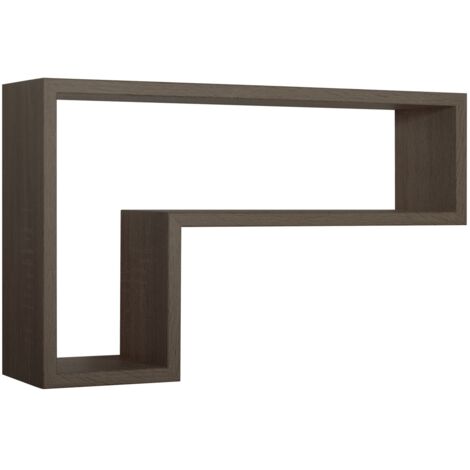 Étagère de salon design moderne en forme de L Lettera - Noyer (1/4)