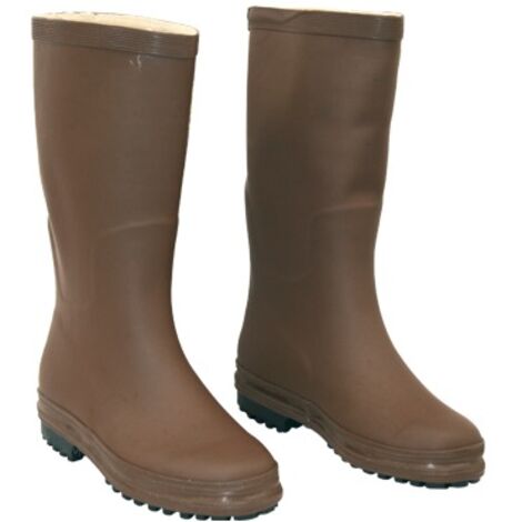 Bottes de genou de gomme avec semelle carrade non glissante marroni 43