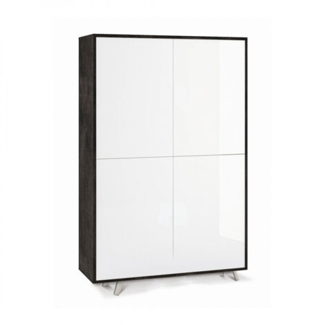 Armoire 4 portes 108L x 41P x H161 – Finition noir mat et blanc brillant – Sarmog (1/5)
