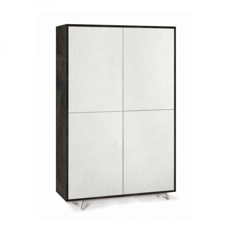 Armoire 4 portes 108L x 41P x H161 – Finition noir mat et blanc mat – Sarmog (1/5)