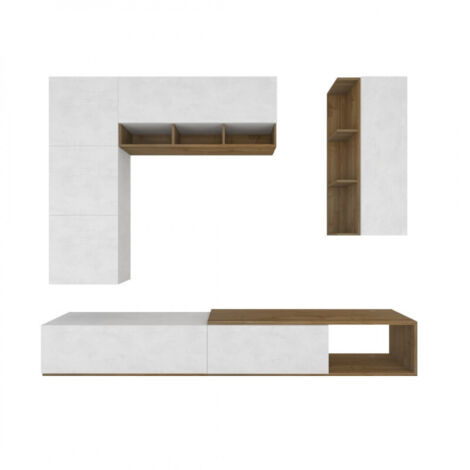 Composition de l'armoire 282L x 45P x h230 – Finition noyer Stelvio et blanc mat – Sarmog (1/5)