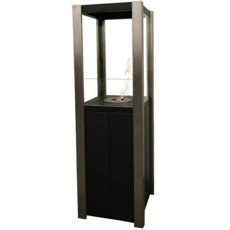 Bio-cheminée au sol Nevada Noir 1,5 kW – verre frontal, hauteur 120 cm, puissance décorative – Tecno Air System (1/4)
