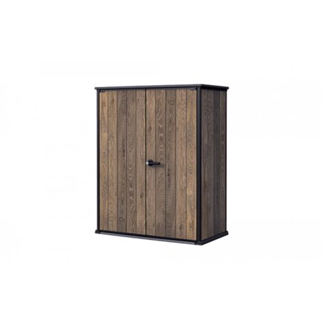 Keter – Armoire de jardin en résine verticale 140 cm – Capacité 1400 L – 2 étagères – Résistante aux intempéries et aux UV – Montage facile