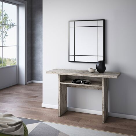 Table console extensible vintage 120x35/70x75 cm – Système de charnières pliantes – Élégante pour maison moderne – Terraneo