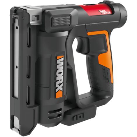 Worx – Agrafeuse sans fil 20V – Vitesse de clouage 60 cps/min – Accepte agrafes 6-14 mm et clous 15 mm – Pour fixation sur bois léger