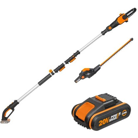 Sécateur télescopique sans fil Worx WG908E 20V avec guide-haie Oregon et perche extensible
