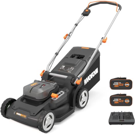 WORX Nitro - Tondeuse à Gazon sans Fil 40V - 4Ah - Surface Maximum de 500 m² - Ø41cm - 50L - Coupe jusqu'aux Bordures - 6 Hauteurs de Coupe - Livrée avec 2 Batteries et Chargeur - WG745E (1/3)