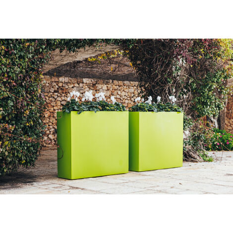 Grand vase jardinière moderne de 90 x 30 x 80 cm en polymère vert résistant pour l'intérieur et l'extérieur - Fabriqué en Italie - Monacis (1/5)