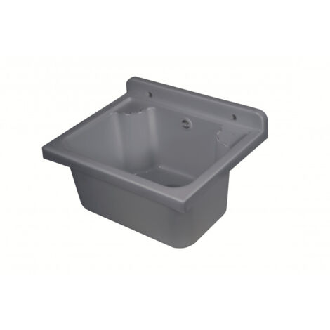 Mini évier mural extérieur, 42,5 x 34 cm, gris, compact et durable, pour jardin et garage, kit de montage inclus, Negrari (1/5)