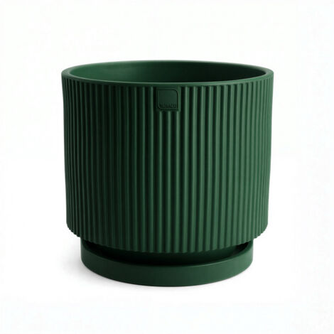 Vase au design moderne Ø40 H36 en polymère vert lac résistant, pour l'intérieur et l'extérieur - Fabriqué en Italie - Monacis (1/5)