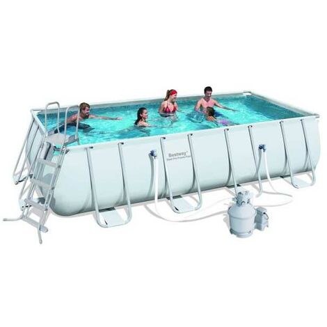 Bestway – Piscine hors sol rectangulaire 549x274x122 cm – Acier avec filtre à sable J3 3785 l/h – Capacité 15897 litres – Échelle et bâche incluses - BW56466 (1/4)