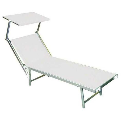 Lit transat en aluminium blanc – Dossier réglable 2 positions – Tissu Textilene – Dimensions 185x61x38 cm – Poids 6,5 kg – Vette (1/5)